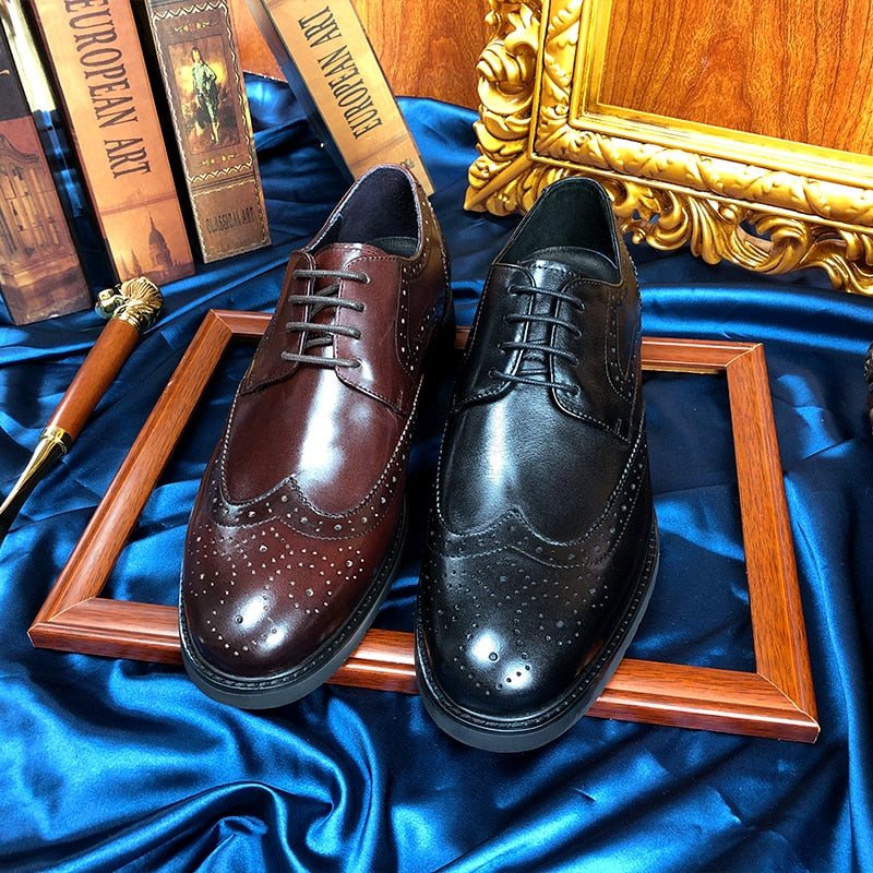 Formelle Herresko Wingtip Luxury Exotic Spiss Tå Oxford Brogues - Kaffe