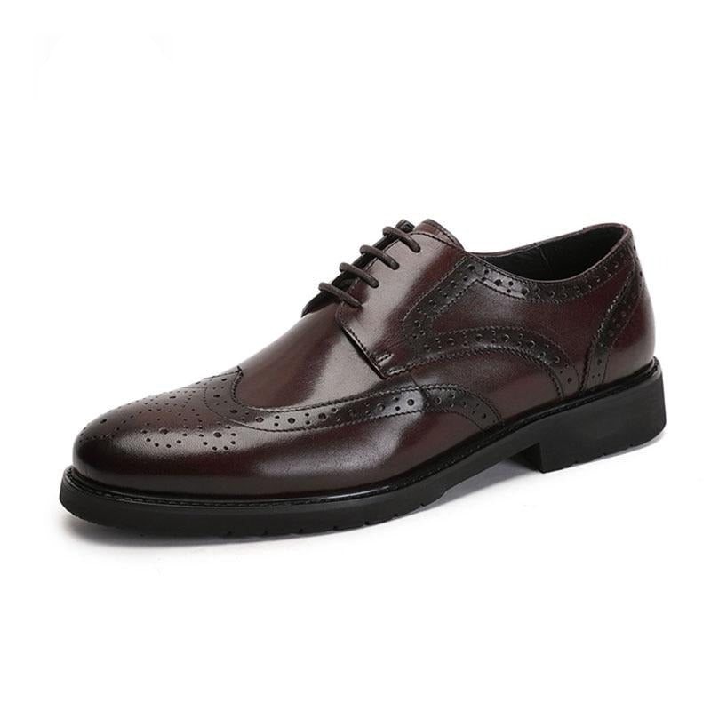 Formelle Herresko Wingtip Luxury Exotic Spiss Tå Oxford Brogues - Kaffe