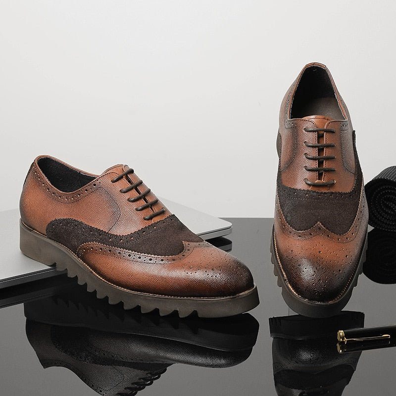 Formelle Sko Herre Alligator Luxury Wingtip Brogue Casual - Kaffe