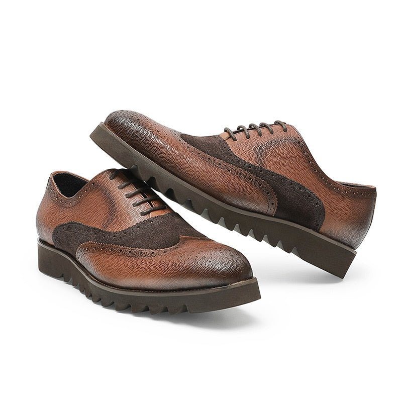 Formelle Sko Herre Alligator Luxury Wingtip Brogue Casual - Kaffe