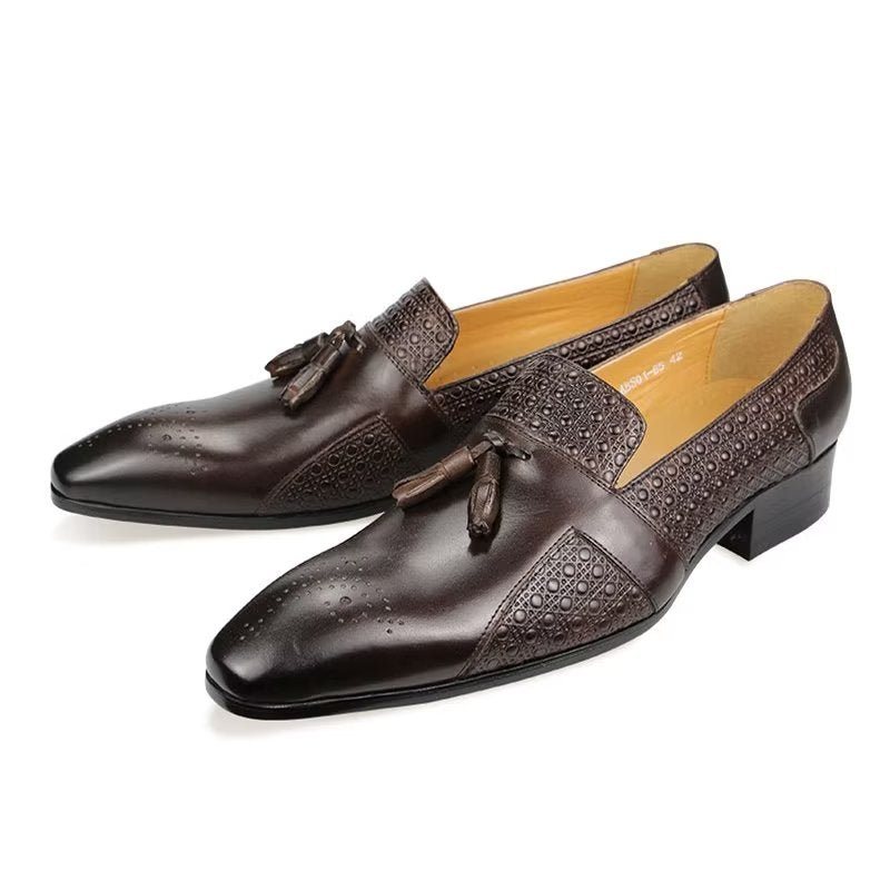 Formelle Sko Herre Brogue Oxford Wedding Loafers I Skinn - Kaffe