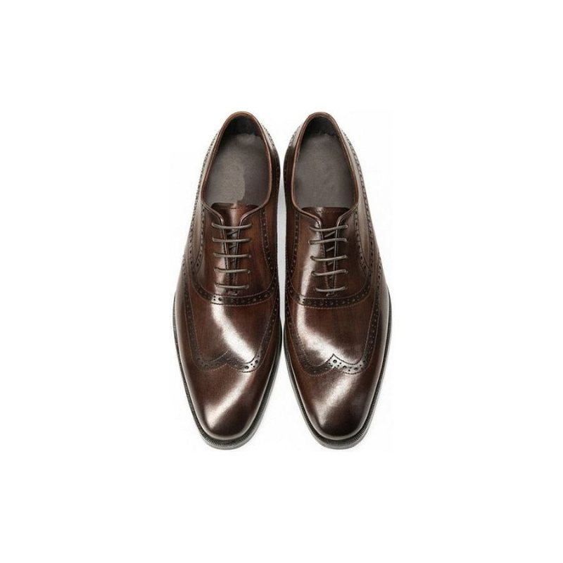 Formelle Sko Herre Cow Leather Brogue Snøresko - Kaffe