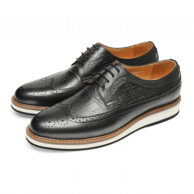 Formelle Sko Herre Cow Leather Designer Brogue Casual Shoes - Svart