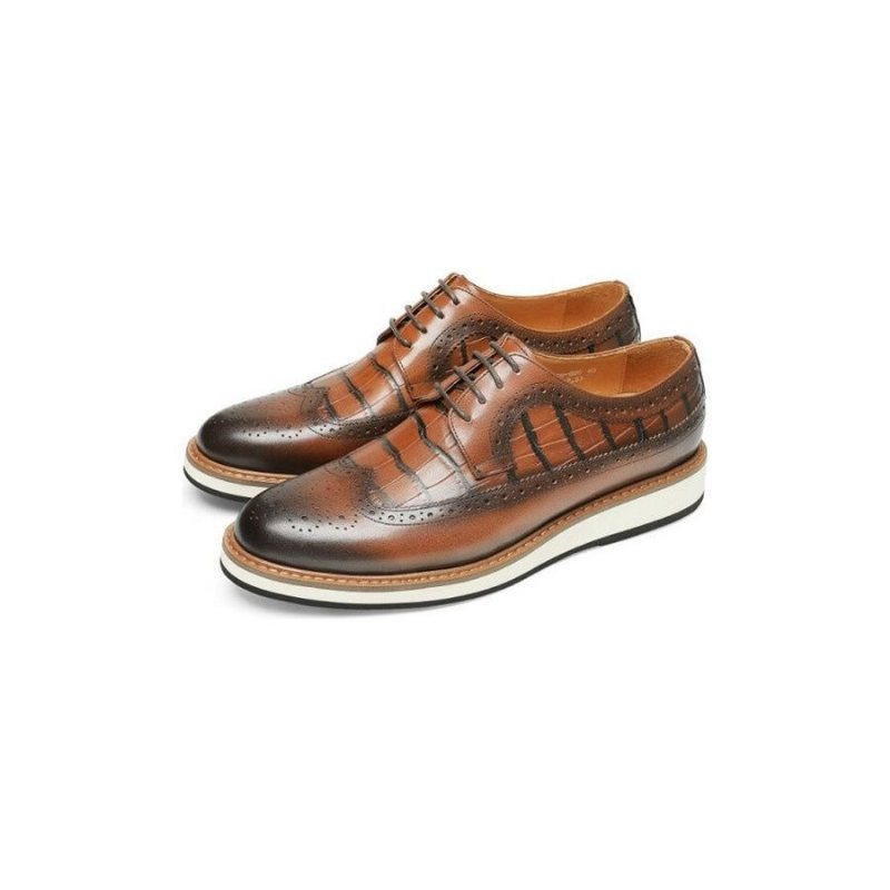 Formelle Sko Herre Cow Leather Designer Brogue Casual Shoes - Kaffe