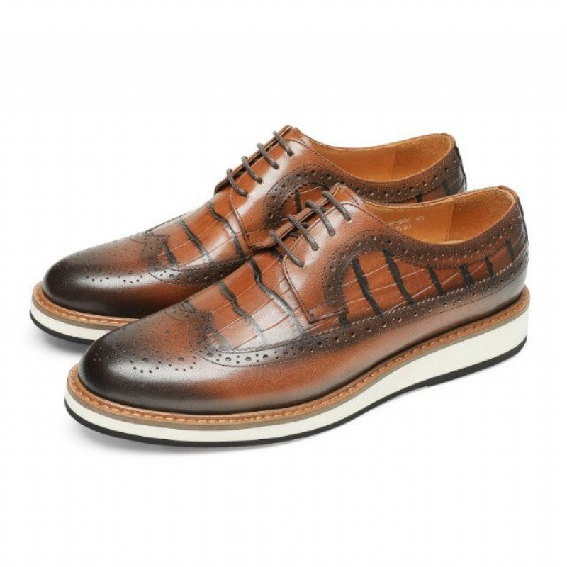 Formelle Sko Herre Cow Leather Designer Brogue Casual Shoes - Kaffe