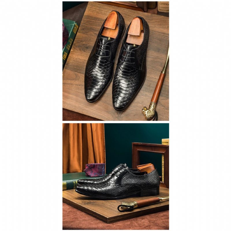 Formelle Sko Herre Eksotiske Retro-snøre-wingtip Oxford-sko - Svart