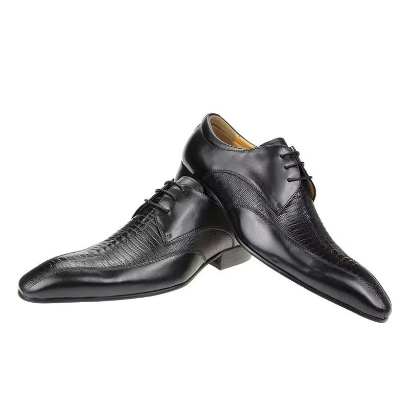 Formelle Sko Herre Elegant Krokodilleskinn Luksus Brogue Oxford - Svart