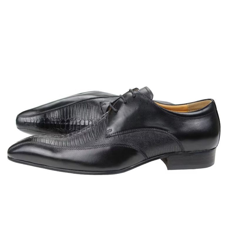 Formelle Sko Herre Elegant Krokodilleskinn Luksus Brogue Oxford - Svart