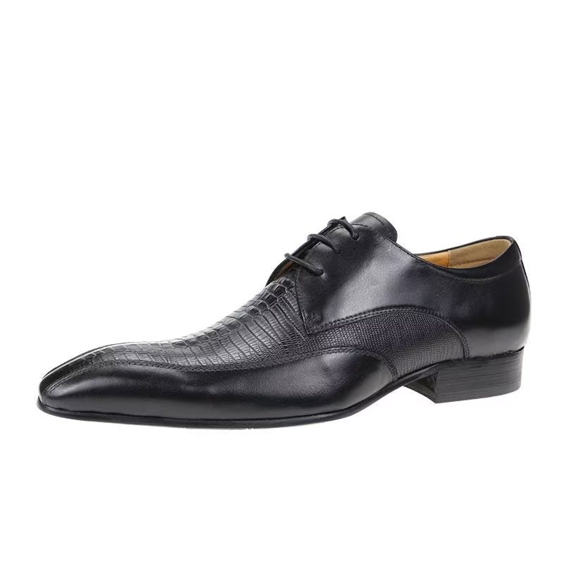 Formelle Sko Herre Elegant Krokodilleskinn Luksus Brogue Oxford - Svart