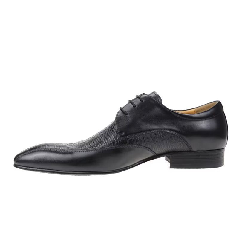 Formelle Sko Herre Elegant Krokodilleskinn Luksus Brogue Oxford - Svart