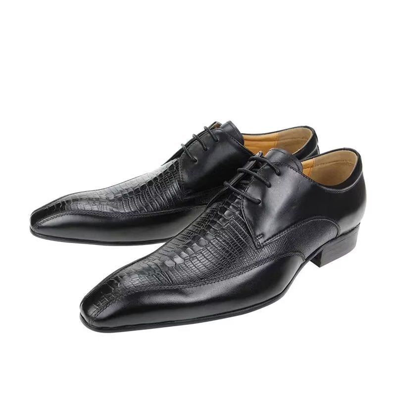 Formelle Sko Herre Elegant Krokodilleskinn Luksus Brogue Oxford - Svart