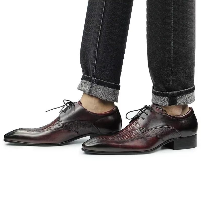 Formelle Sko Herre Elegant Krokodilleskinn Luksus Brogue Oxford - Rød