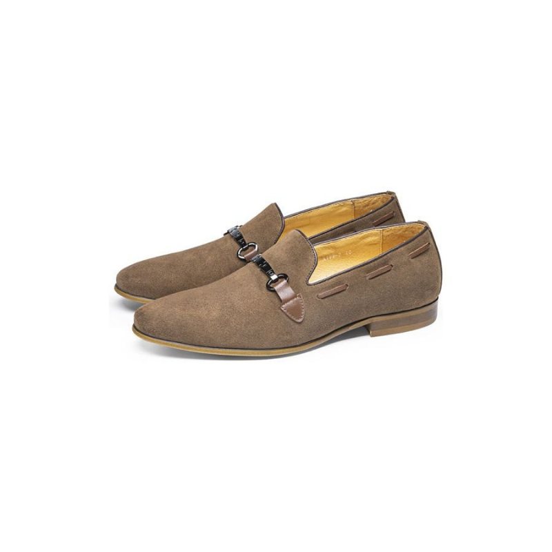 Formelle Sko Herre Elegant Skinn-slip-on Business Loafers - Khaki