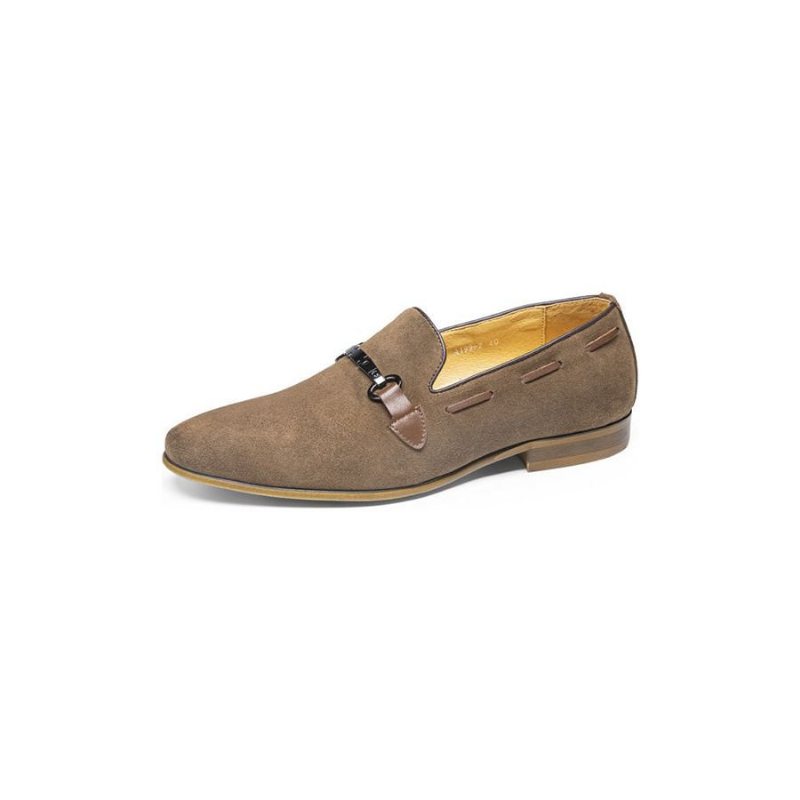 Formelle Sko Herre Elegant Skinn-slip-on Business Loafers - Khaki