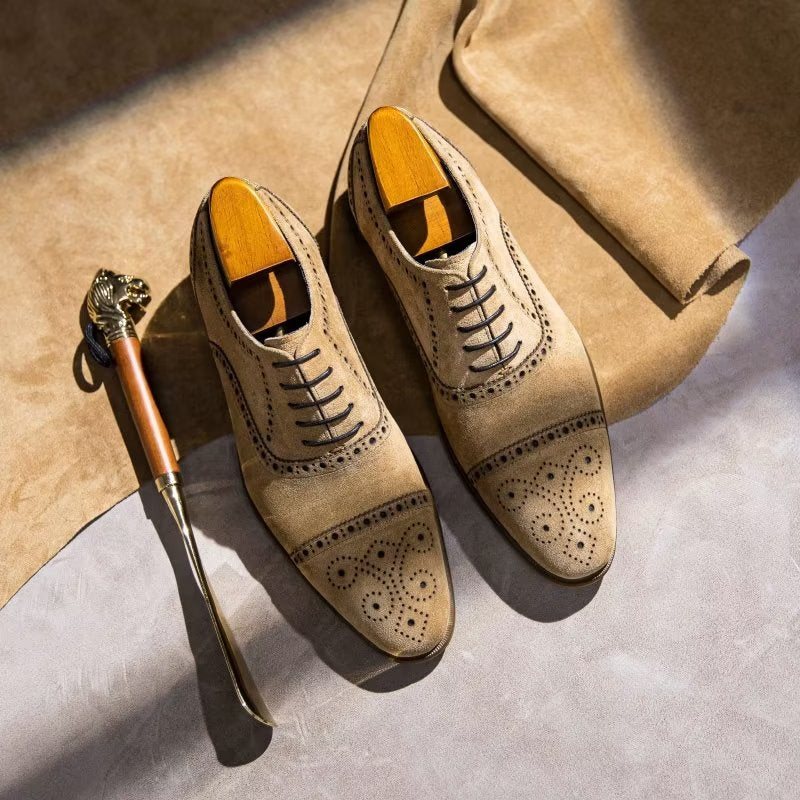 Formelle Sko Herre Elegant Tekstur Snøringskjole Brogues - Beige