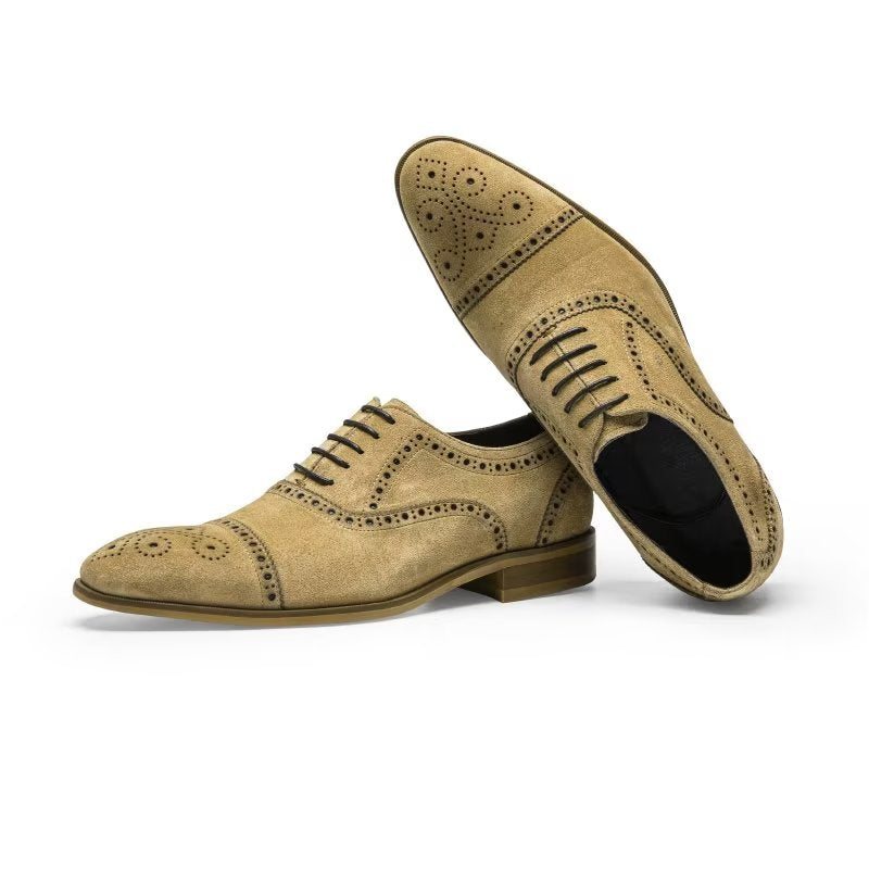 Formelle Sko Herre Elegant Tekstur Snøringskjole Brogues - Beige