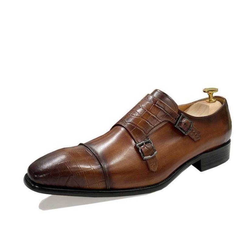 Formelle Sko Herre Elegante Crocblend Monk Strap Dress - Kaffe