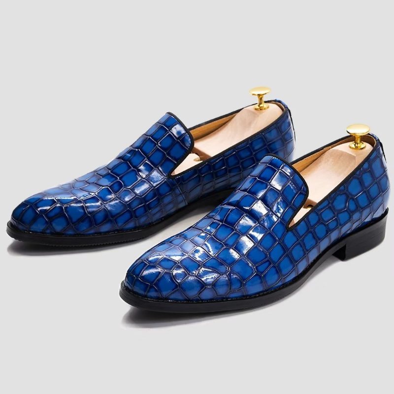 Formelle Sko Herre Elegante Krokodilleskinn-slip-on-kjolesko - Blå