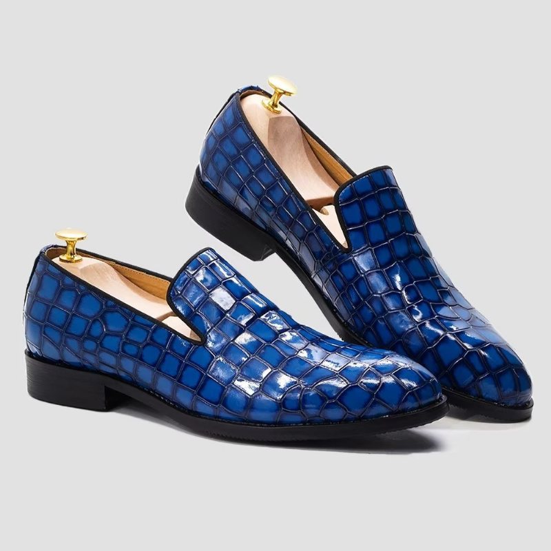 Formelle Sko Herre Elegante Krokodilleskinn-slip-on-kjolesko - Blå