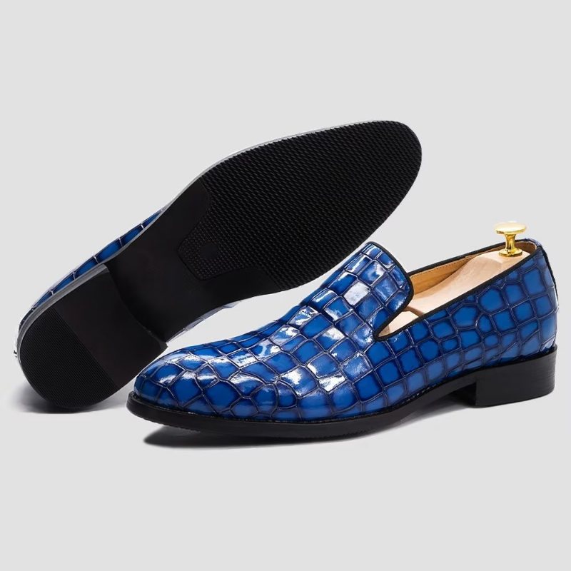 Formelle Sko Herre Elegante Krokodilleskinn-slip-on-kjolesko - Blå