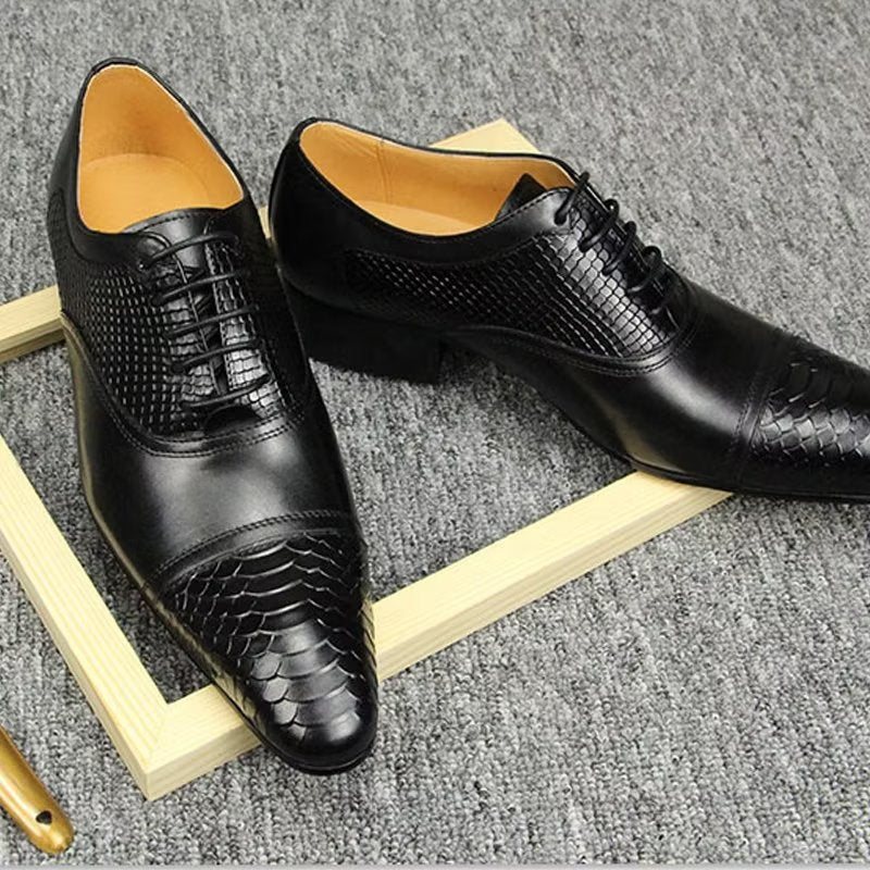 Formelle Sko Herre Elegante Tilpassede Brogue-skinn-bryllupsko - Svart