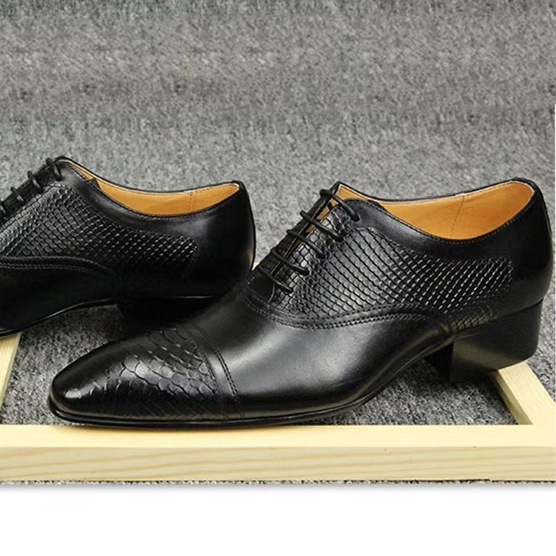 Formelle Sko Herre Elegante Tilpassede Brogue-skinn-bryllupsko - Svart