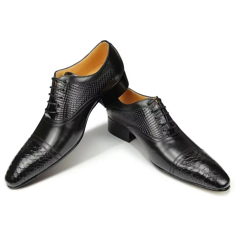 Formelle Sko Herre Elegante Tilpassede Brogue-skinn-bryllupsko - Svart