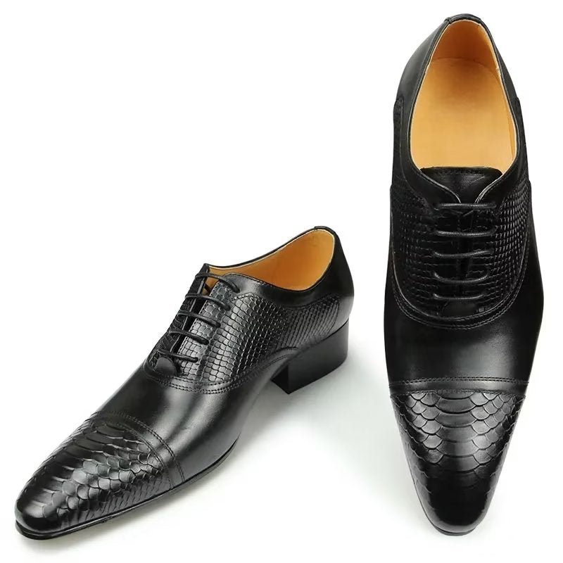 Formelle Sko Herre Elegante Tilpassede Brogue-skinn-bryllupsko - Svart