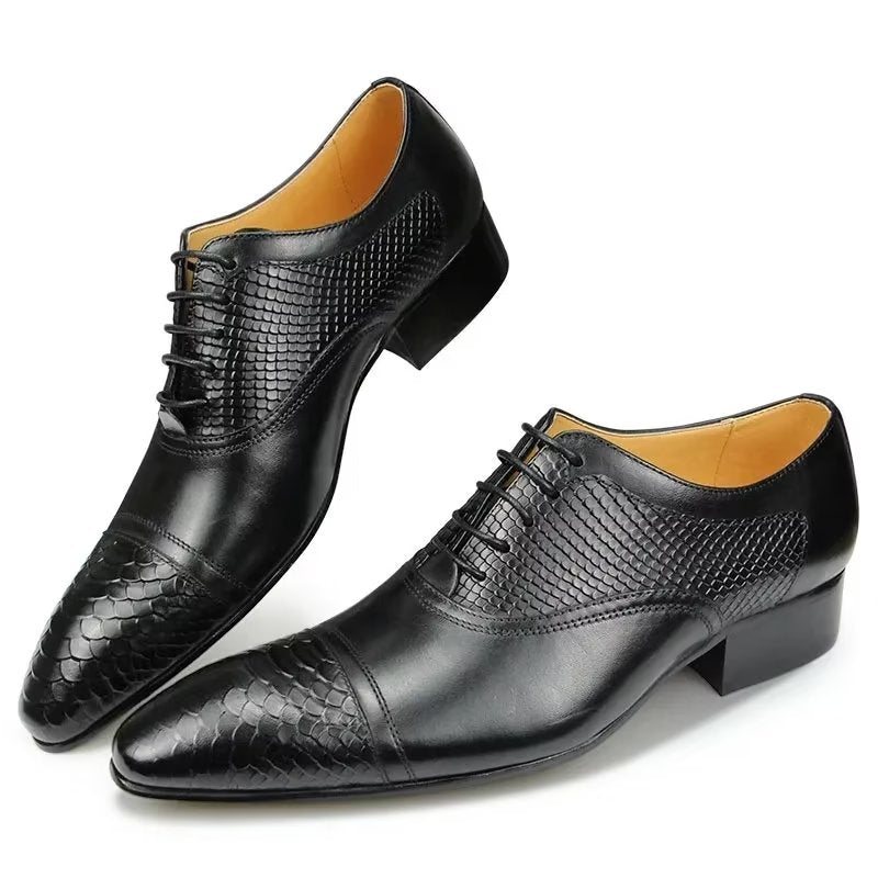 Formelle Sko Herre Elegante Tilpassede Brogue-skinn-bryllupsko - Svart