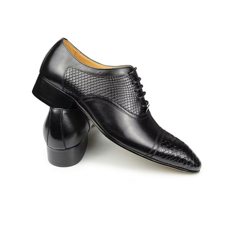 Formelle Sko Herre Elegante Tilpassede Brogue-skinn-bryllupsko - Svart