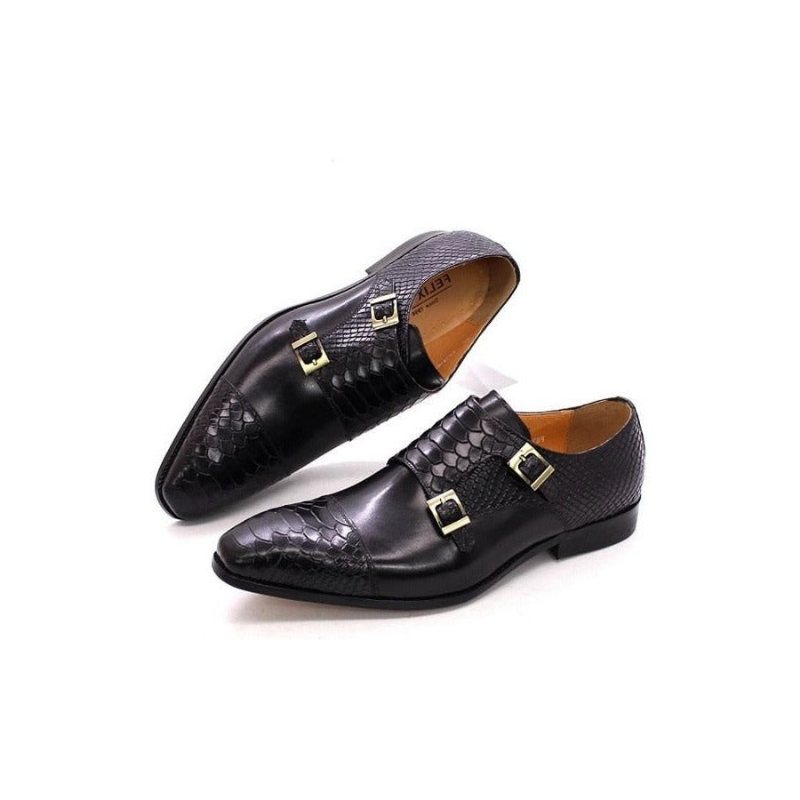 Formelle Sko Herre I Blankt Skinn Med Spisse Tå Monk Straps Dress