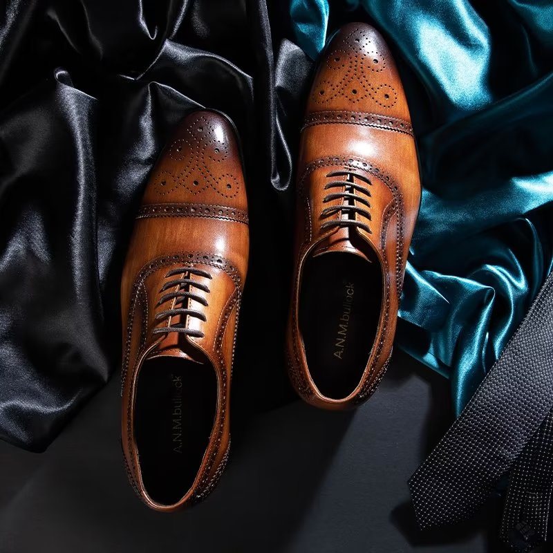 Formelle Sko Herre Klassiske Brogues Dress - Kaffe