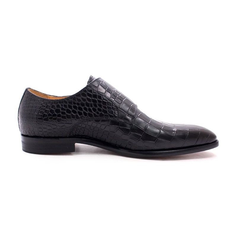 Formelle Sko Herre Luksus Crocstride Square Toe Monk Strap Dress - Svart