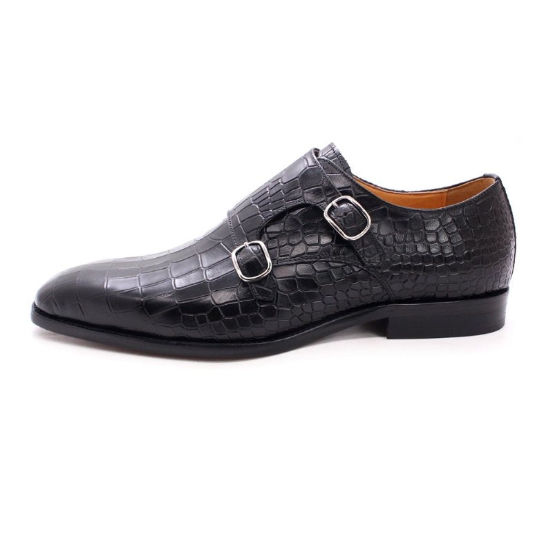 Formelle Sko Herre Luksus Crocstride Square Toe Monk Strap Dress - Svart