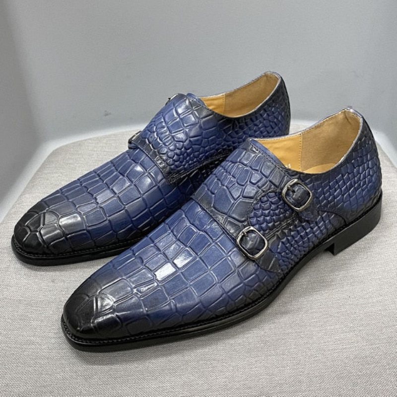 Formelle Sko Herre Luksus Crocstride Square Toe Monk Strap Dress - Blå