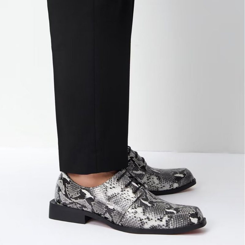 Formelle Sko Herre Luksus Serpent Square Toe Oxford Dress - Svart