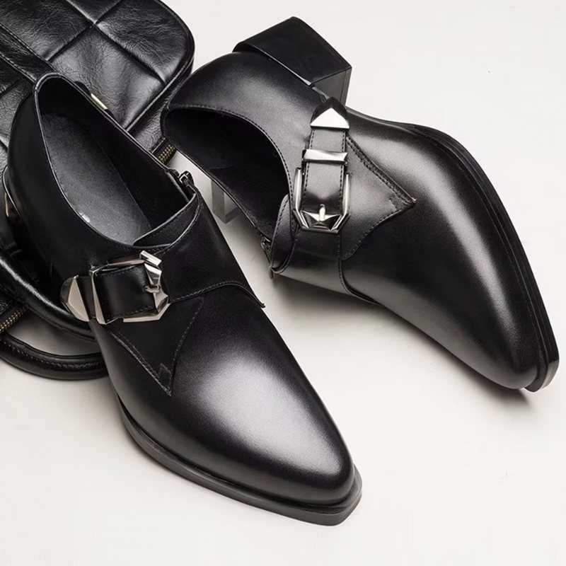 Formelle Sko Herre Luksus Spissede Monkstrap Dress - Svart