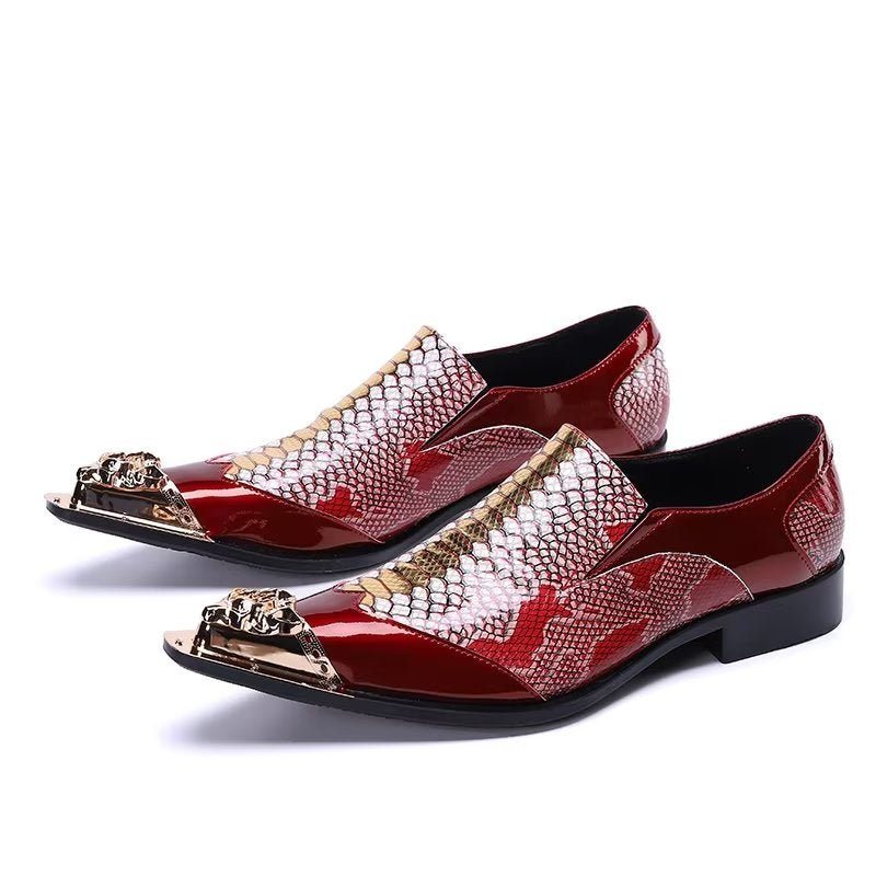 Formelle Sko Herre Preget Skinn Elegante Smarte Slip-on - Rød