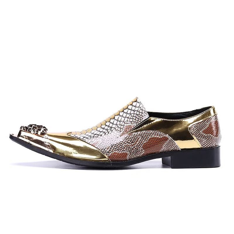 Formelle Sko Herre Preget Skinn Elegante Smarte Slip-on - Gull