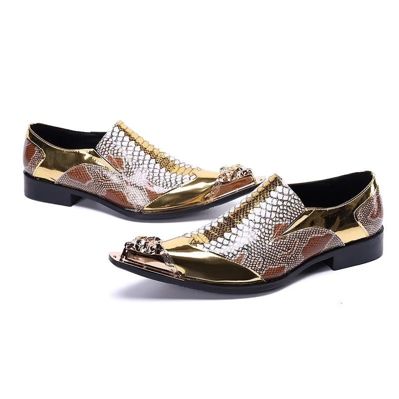 Formelle Sko Herre Preget Skinn Elegante Smarte Slip-on - Gull