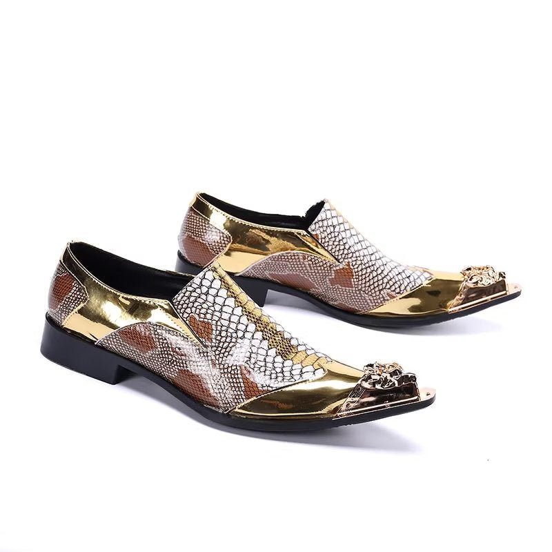 Formelle Sko Herre Preget Skinn Elegante Smarte Slip-on - Gull