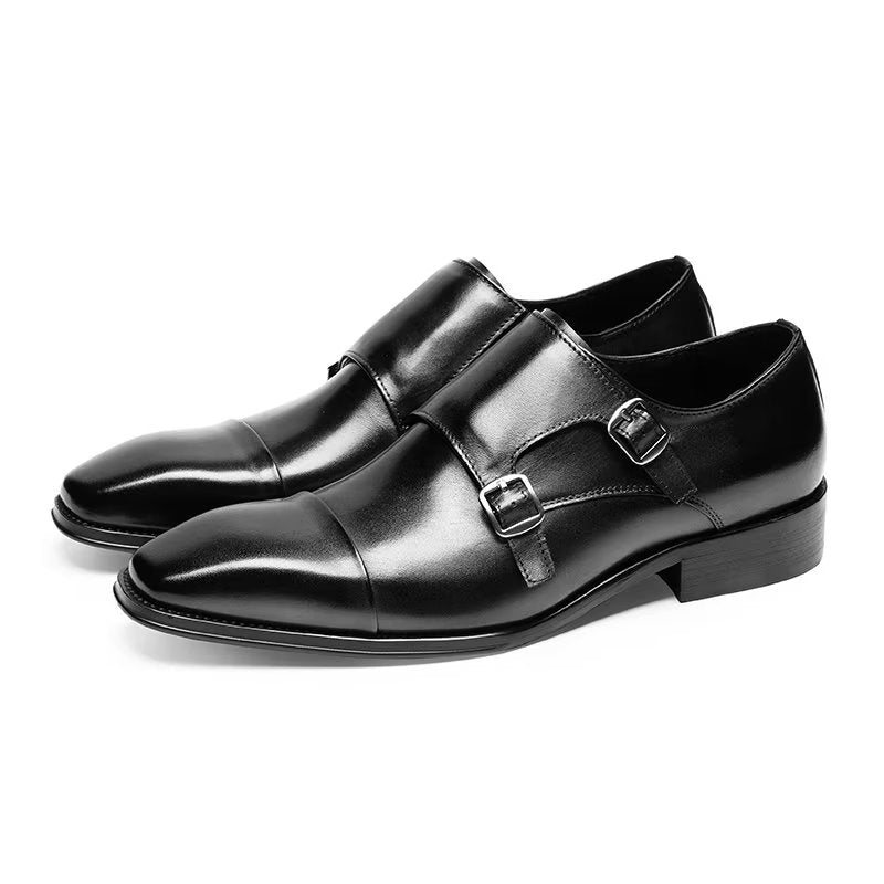 Formelle Sko Herre Slip-on Monkstraps I Raffinert Skinn - Svart