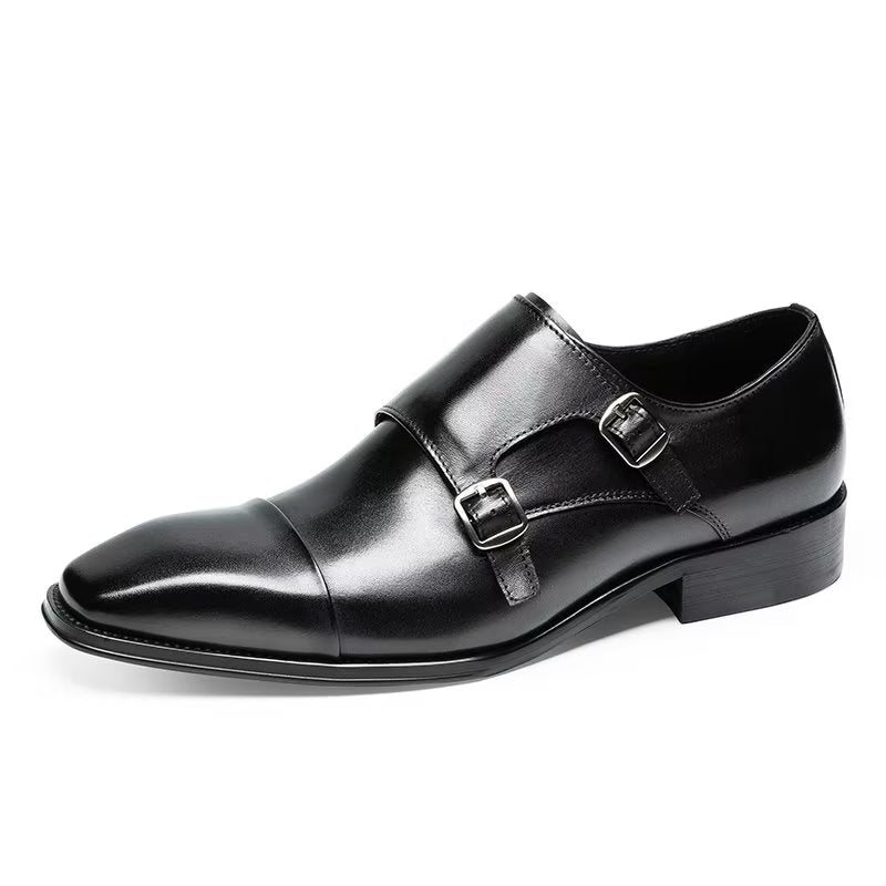 Formelle Sko Herre Slip-on Monkstraps I Raffinert Skinn - Svart