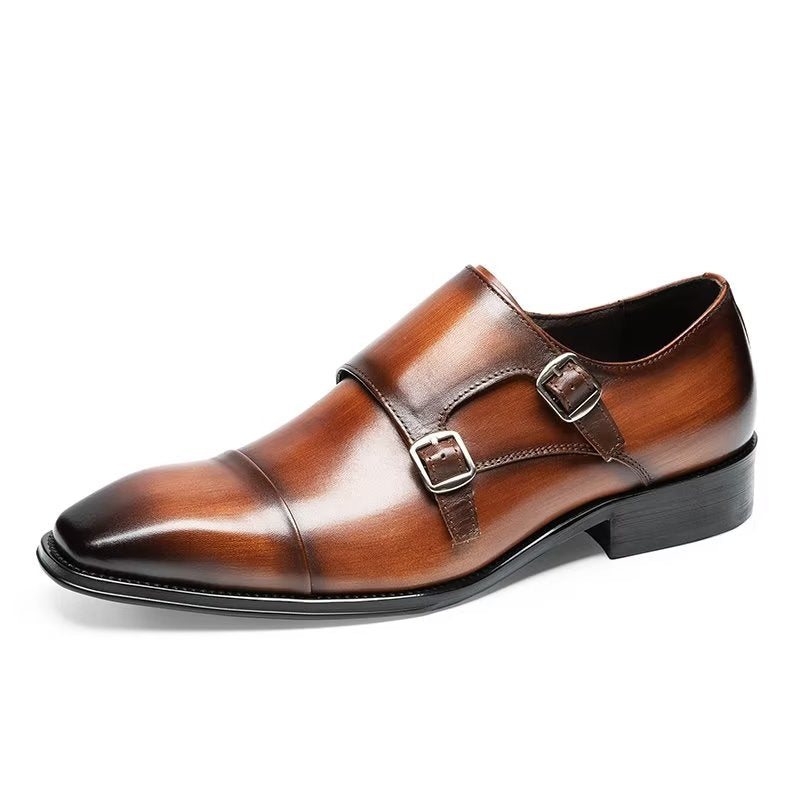 Formelle Sko Herre Slip-on Monkstraps I Raffinert Skinn - Kaffe