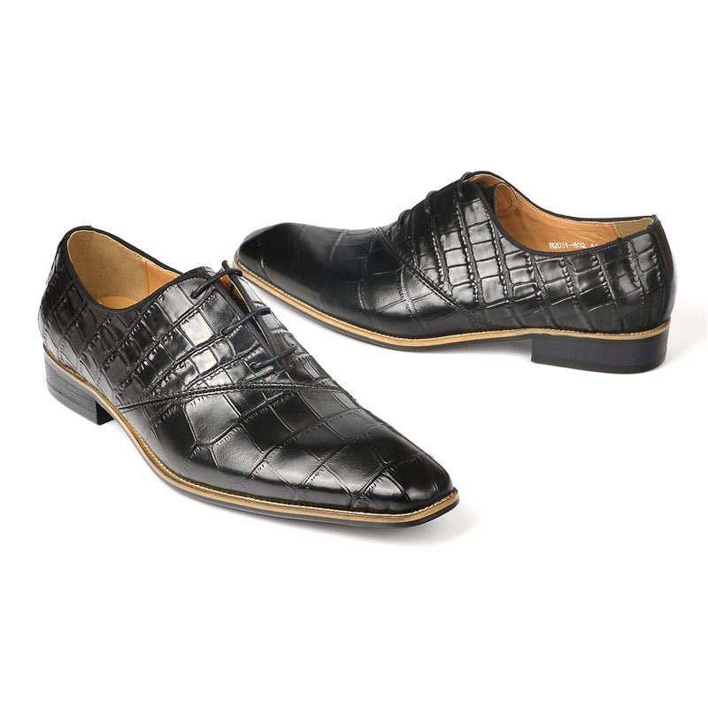 Formelle Sko Herre Utsøkt Crocodile Texture Oxford Dress Shoes - Sort