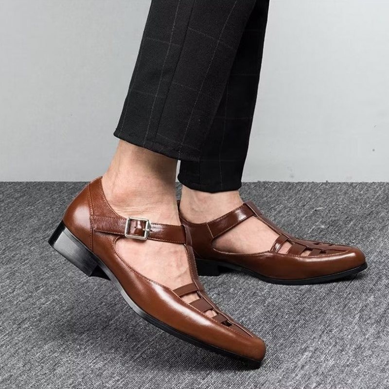 Fritidssko Herre Brogue-sandaler I Skinn - Brun