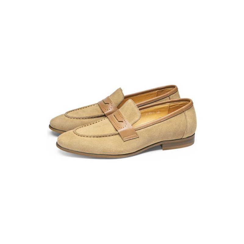 Fritidssko Herre Elegant Skinn-slip-on Business Loafers - Beige