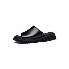 Fritidssko Herre Elegante Forretningssandaler I Skinnplattform - Peep Toe