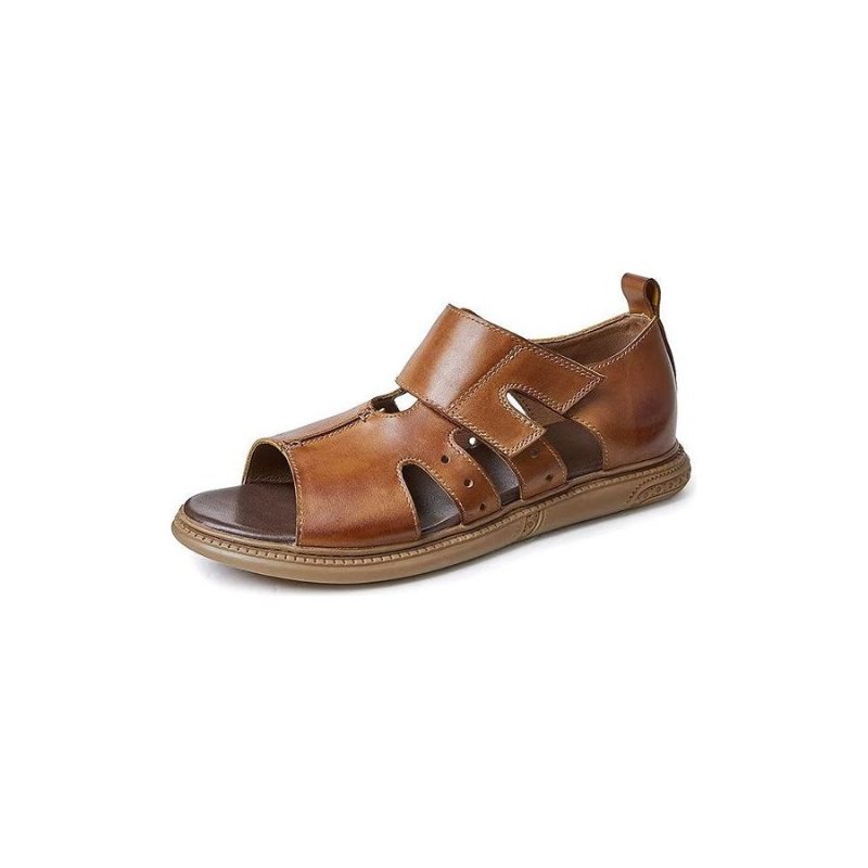 Fritidssko Herre Elegante Peep Toe Borrelåssandaler - Kaffe