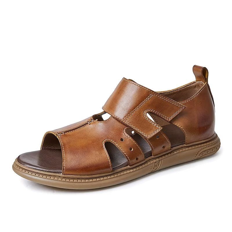 Fritidssko Herre Elegante Peep Toe Borrelåssandaler - Kaffe